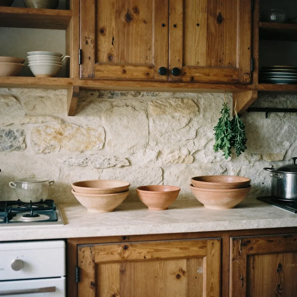 Rustieke keuken met stenen elementen